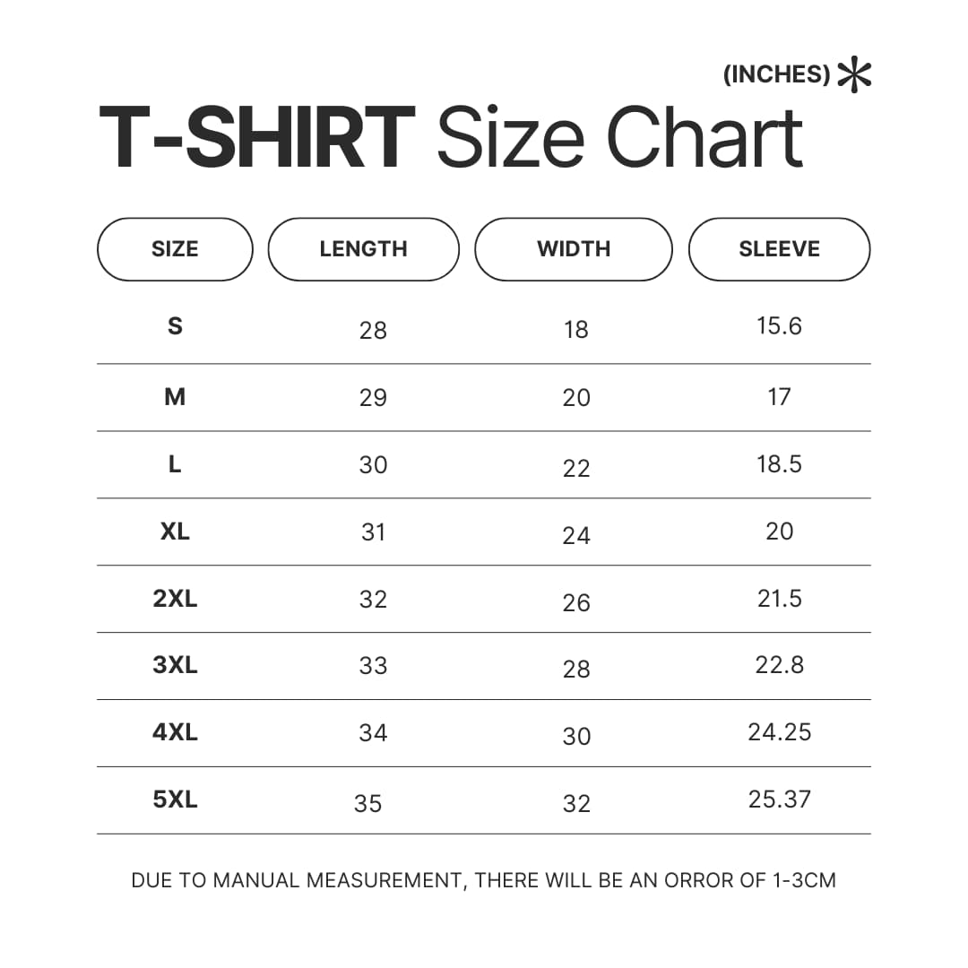 T shirt Size Chart - ITZY Merch