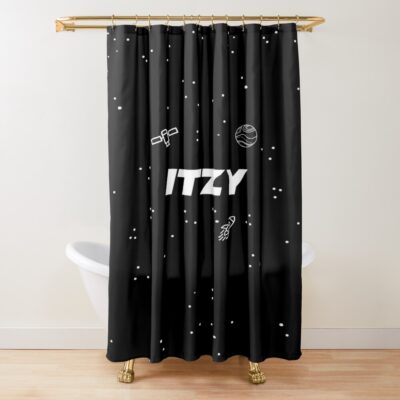ITZY Galaxy Black White Shower Curtain