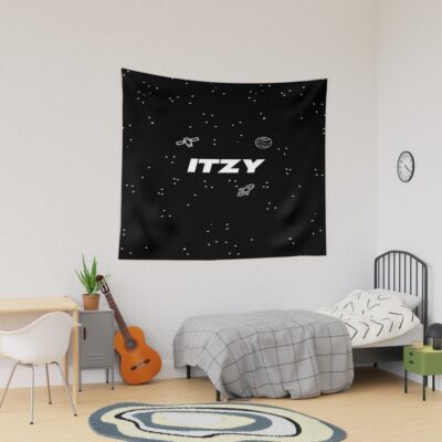 ITZY Galaxy Black White Tapestry